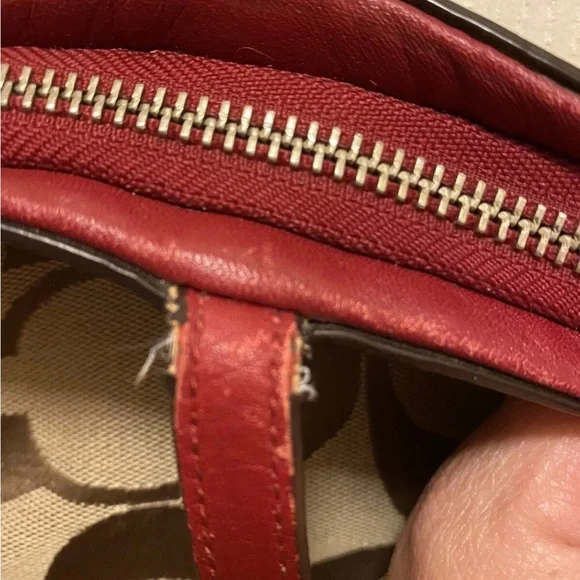 Coach Red and Brown Signature Tote - Picture 6 of 16